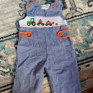 Smocked Fall boys jumpsuit